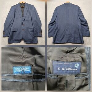 Royal Classic Tailored Blazer Men's 44R Blue Herringbone Wool‎ Two Button